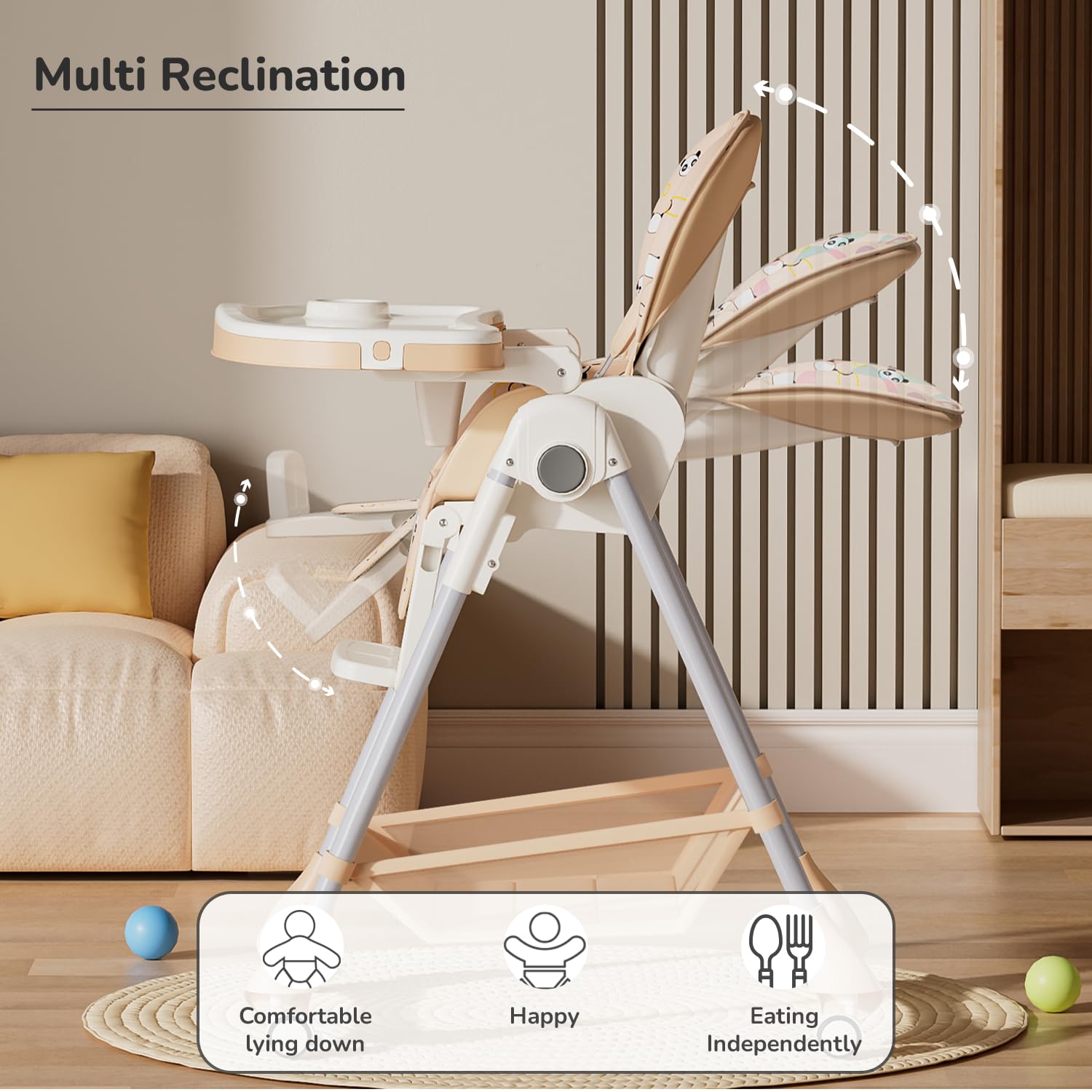 Marshmallow Lite 6-level adjustable baby high chair with bear design for feeding. www.usmile.toys